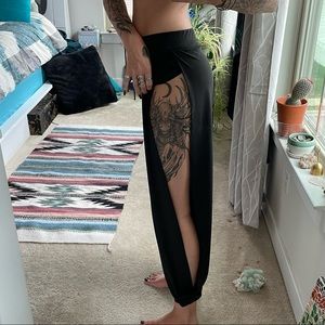 black stretchy side slit jasmine pants NWOT